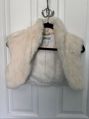 Marciano Cream Rabbitt Fur Bolero Vest. Small/Petite